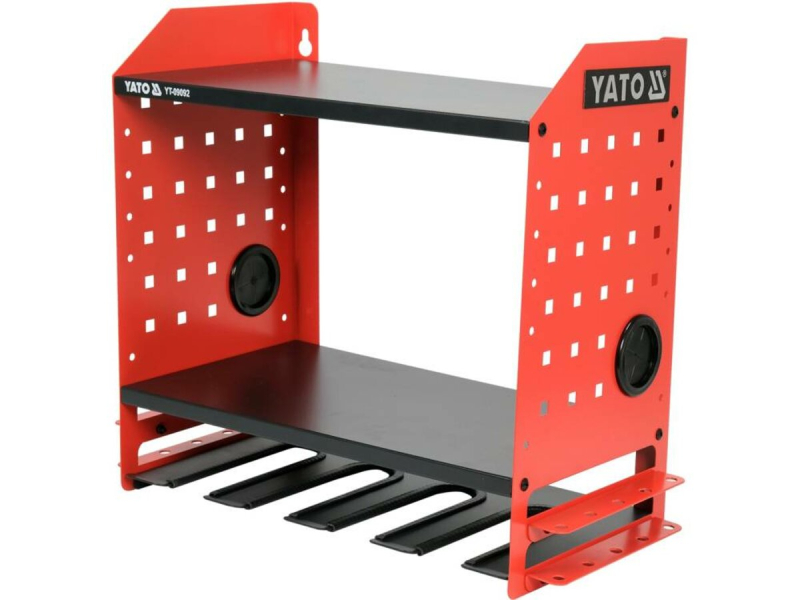 Полиця для електроінструменту YATO 465x 405x 225 мм, 4 гнізда, 2 полки, металева