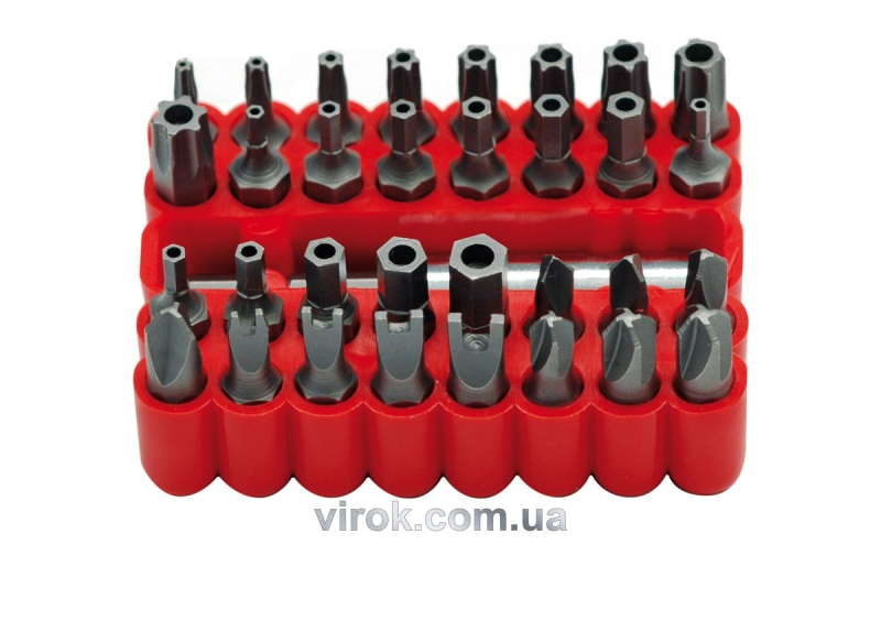 Насадки викруткові (біта) VOREL Cr-V, з квадр. 1/4" Набір 33 шт, [12/60]