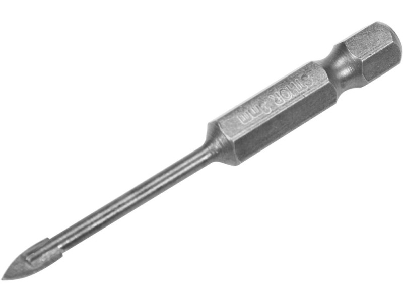 Свердло по склу і кераміці STHOR : YG6X, HEX-1/4", Ø= 3 x 60 мм (21700)