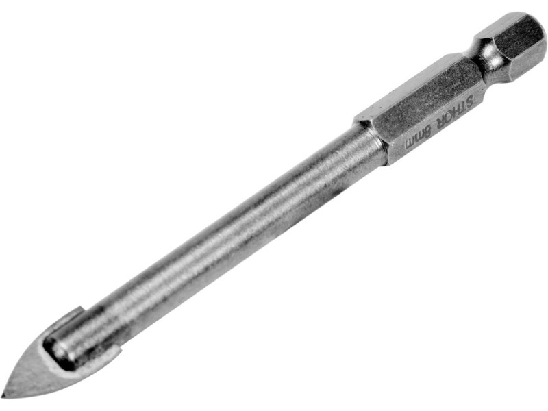Свердло по склу і кераміці STHOR : YG6X, HEX-1/4", Ø= 8 x 80 мм (21704)