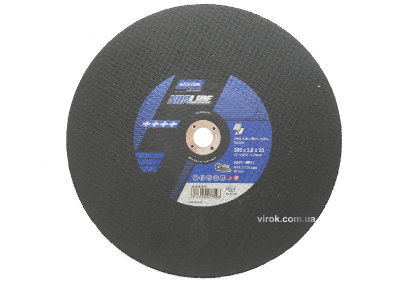 Диск відрізний по металу NORTON METAL MEDIUM; Ø= 300х 20 мм, t= 3.8 мм для бензоріза CP512-300EU(DW)