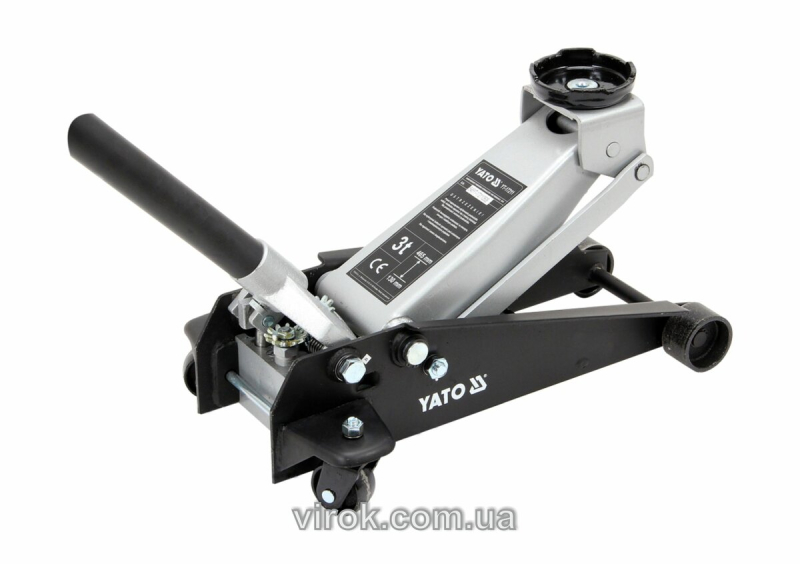 Домкрат гідравлічний підкатний YATO : 3 т, H= 130- 465 мм