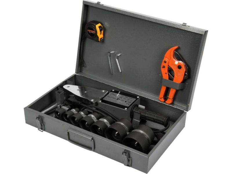 Паяльник для пайки термопластикових труб VOREL: P= 800/1500 Вт, макс. t= 0-300°C