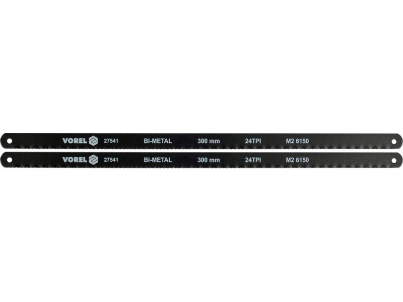 Полотно по металу 300×12,6×0,65 мм біметал CrV VOREL 27541, набір 2 шт