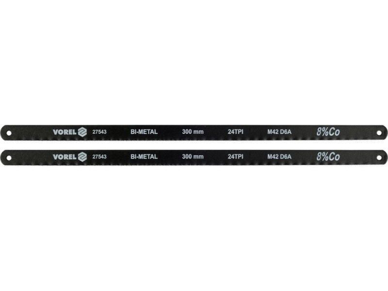 Полотно по металлу 300×12,6×0,65 мм биметалл-кобальт VOREL 27543, набор 2 шт