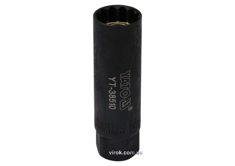 Головка торцева 12-гранна до свічок двигунів YATO : квадрат 3/8", М14 CrMo [25/100]