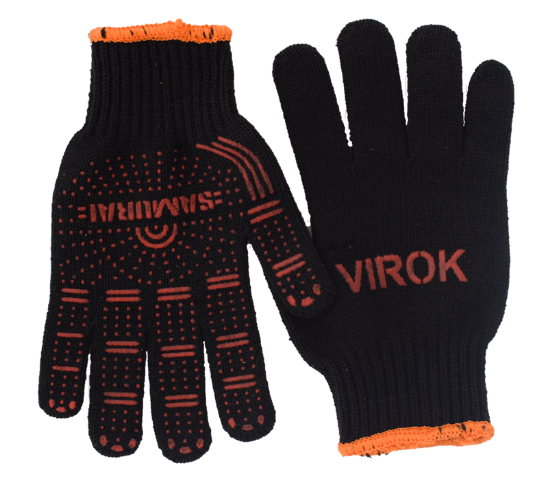 Рукавиці трикотажні SAMURAI з двостороннім ПВХ (10 клас,бавовна 40%,поліестр 60%)розм.10