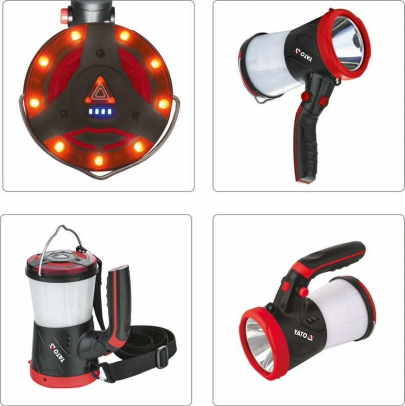 Ліхтар LED-діодний акумулятор YATO Li-Ion 3.7В, 1Вт, 600-1200Лм з ручкою