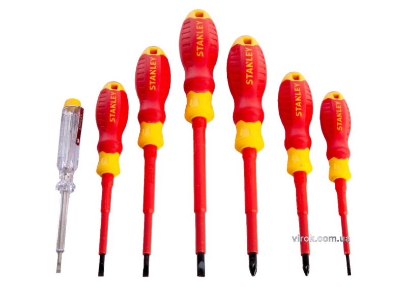 Набір викруток діелектричних STANLEY : індикатор, SL, PZ, VDE до 1000 В, 7 шт