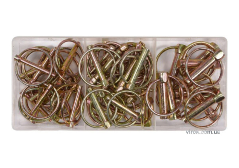 Шплінти l= 36 - 45 мм з кільцями Ø= 4,5 - 11 мм YATO; наб. 50 елем.