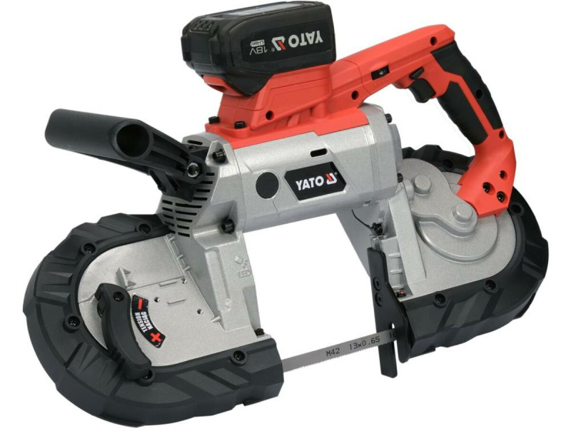 Пила стрічкова по металу акумул- 18В YATO 4Агод, полот 14 зуб/1", 1140х12.7х0.6мм, діап-127х127мм DW