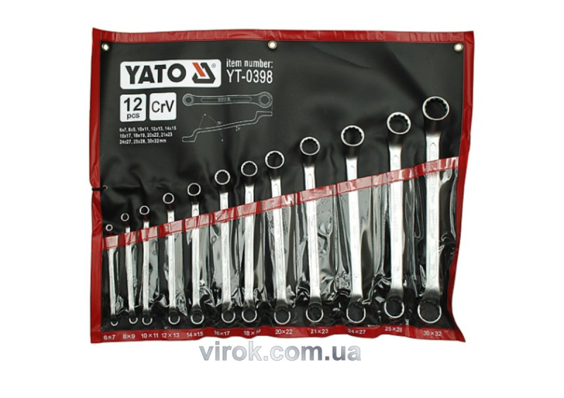 Ключі гнуто - накидні YATO : CrV, М= 6х7-30х32 мм, Набір 12шт. [4]