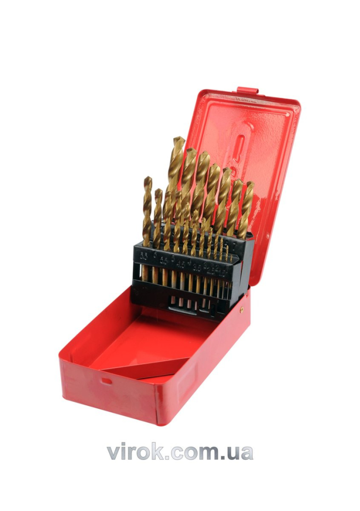Набір свердл по металу титанових STHOR : HSS-TiN. Ø= 1,0-10,0 мм, 19 шт.