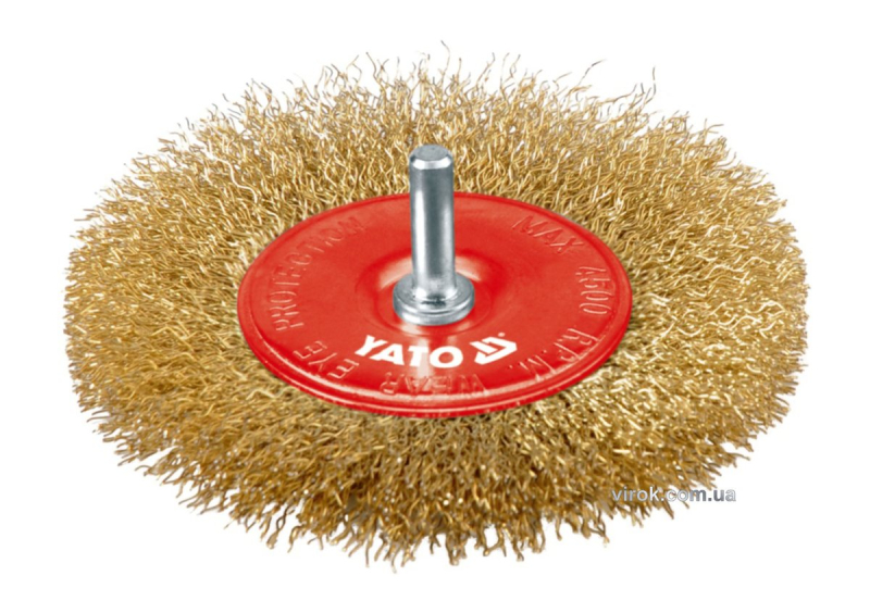 Щітка - крацовка YATO ПЛОСКА Ø=100 мм зі шпинделем. латунь