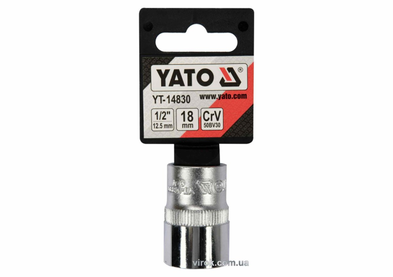 Головка торцева YATO : квадрат 1/2", SPLINE M18 мм, L= 38 мм. CrV [Блістер] [10/200]