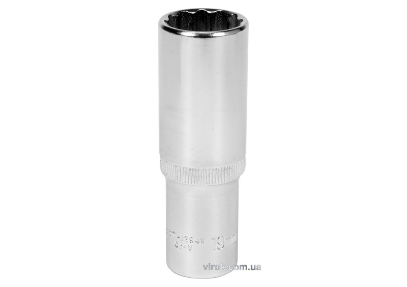 Головка торцева 12-гранна YATO : подовжена, квадрат 1/2", М= 19 мм, L= 77 мм