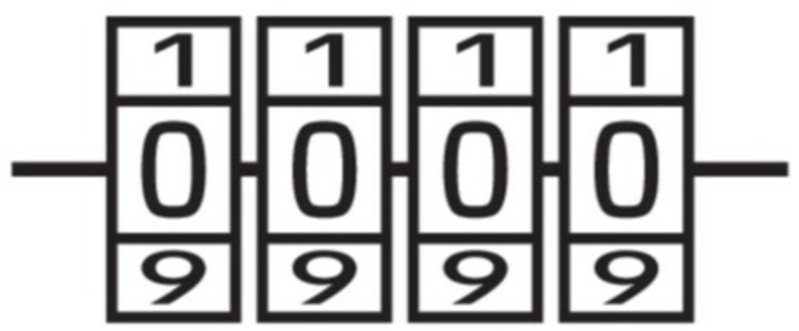 Замок навісний з кодовим замиканням VOREL: латунний корпус- 40х 11,8х39,5 мм, стал дуга- 30х25х 5 мм