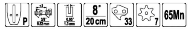 Шина для пили YATO l= 8"/ 20 см (33 ланки)3/8" (9,52 мм)Т-0,322" (8,2 мм)для ланцюгів YT-849479