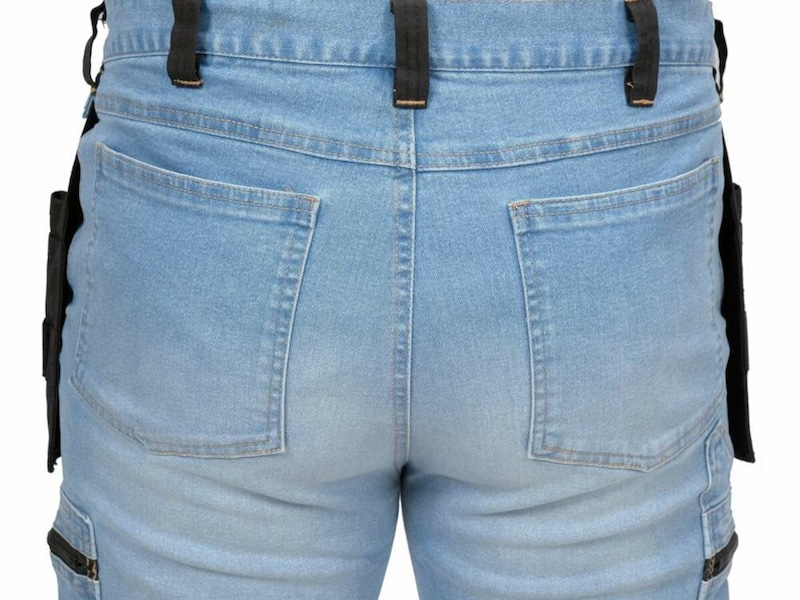 Штани робочі джинс стрейч YATO розмір S/ 74-82 см, ріст- 164-172 см, голубі, 17 кишень, 71% бав, 25