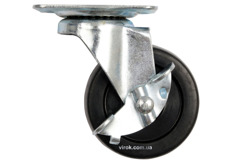 Колесо до візка поліпропіл. Ø=65мм, b=23мм VOREL з оберт. опорою і гальмом; h=84мм, навант.-30кг[72]