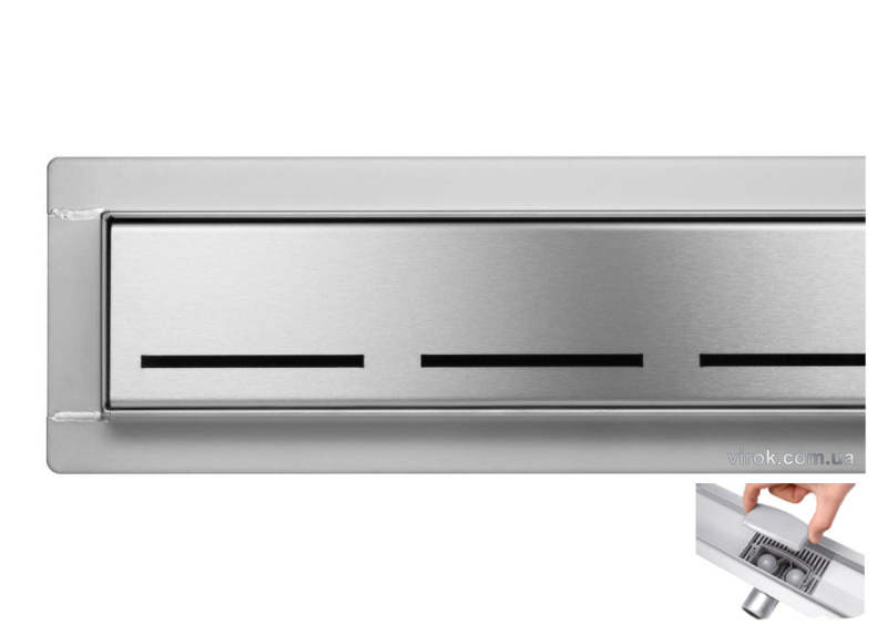 Трап підлоговий для душу з нержавіючої сталі "LINE" FALA; 60х 7х 7 см, сифон h= 52 мм [6/54]