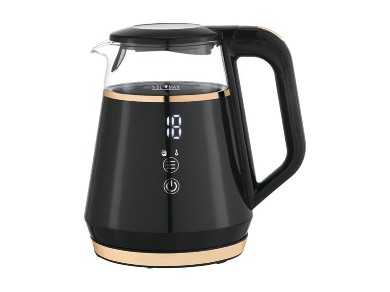 Електрочайник з термостатом з боросилікатного скла і ПП LUND 1 л, 900-1100 Вт, живл від мережі 230 В