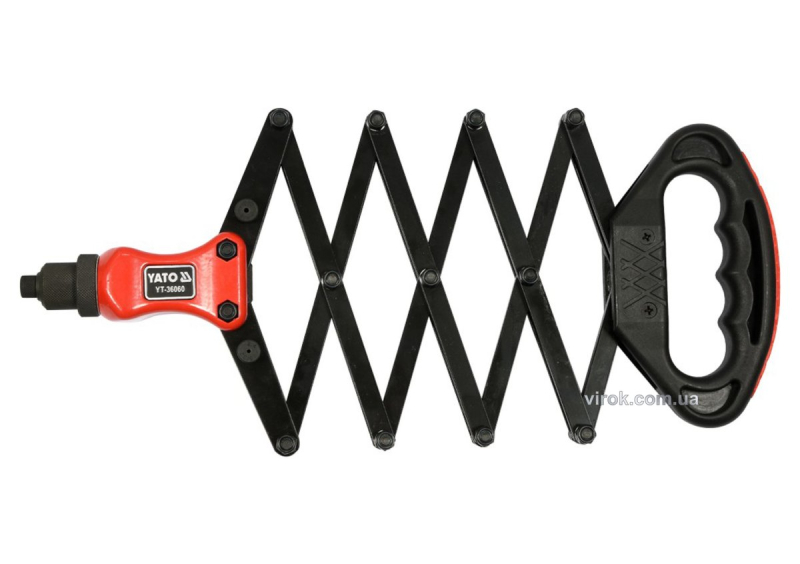 Заклепочник "гармошка" YATO для нітів Ø=2.4; 3.2; 4.0; 4.8; 6.4 мм, l=240-810 мм