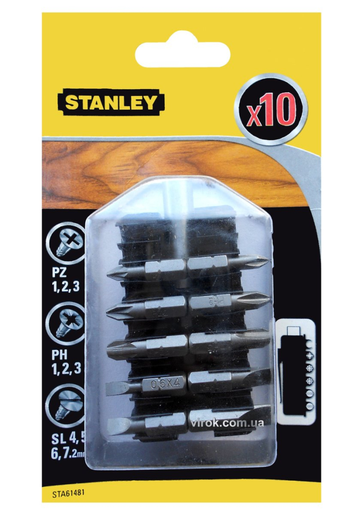 Набір насадок викруткових STANLEY з магнітним тримачем, 10 шт. DW