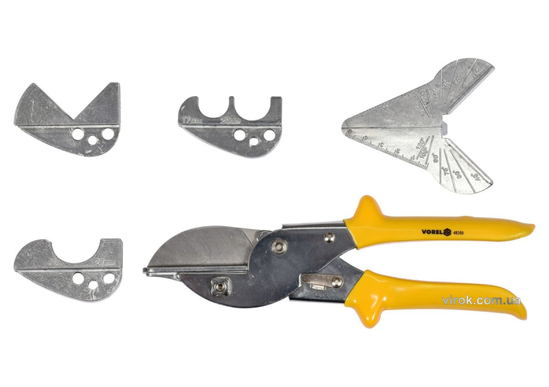 Ножиці поліфункційні по гумі і пластику VOREL l= 220мм, леза l=60мм з 4 додатковими насадками