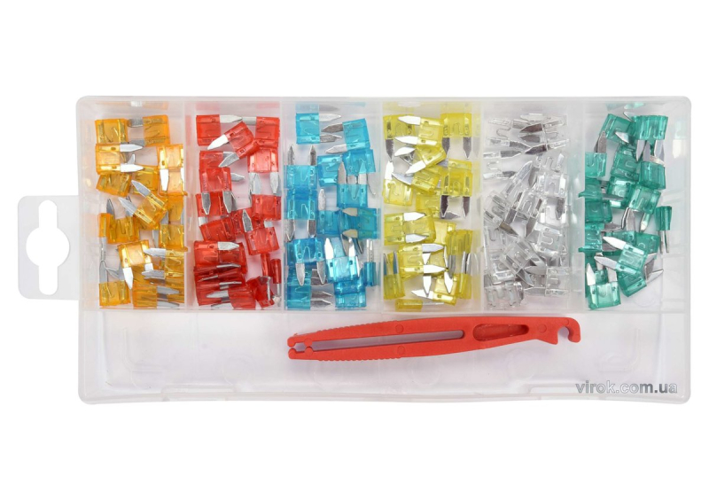 Запобіжники автомобільні YATO MINI, в асортименті, 121 шт