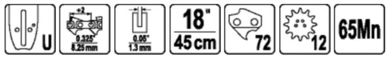 Шина для пили YATO l= 18"/ 45 см (72 ланки)Нап..Тов-0,322" (8,2 мм) для ланцюгів YT-849452