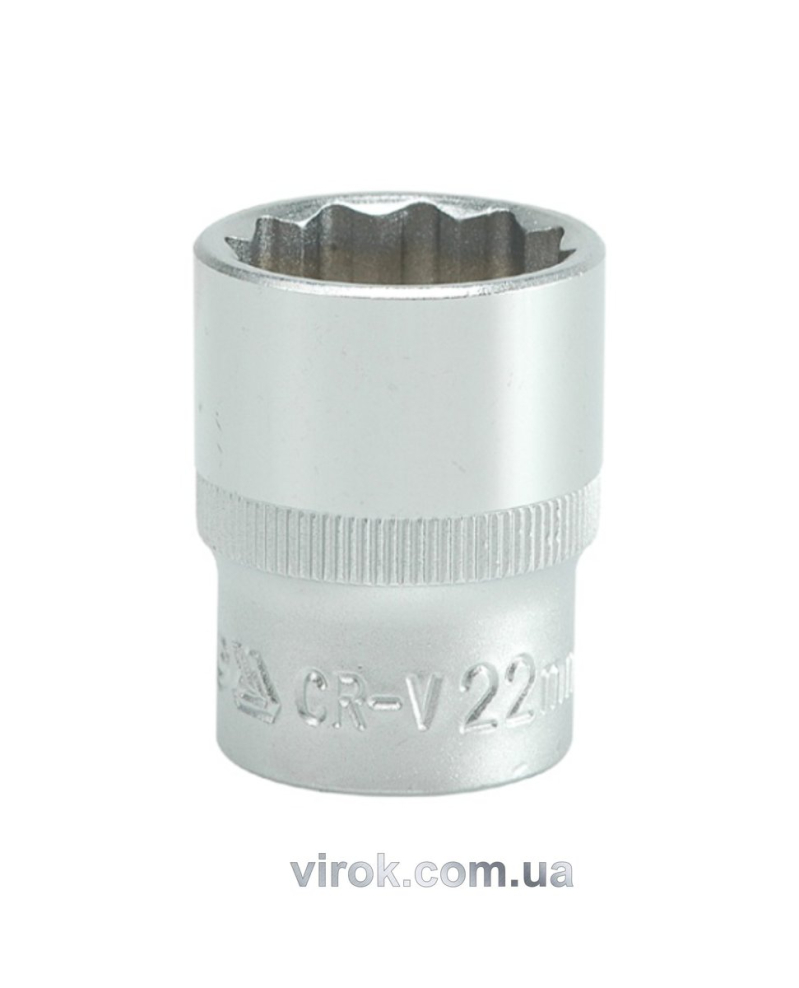 Головка торцева 12-гранна YATO : квадрат 1/2", М= 22 мм, L= 38 мм [12/120/240]