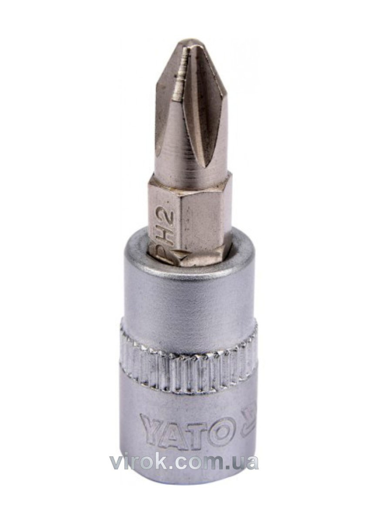 Головка торцева YATO квадрат 1/4 "Philips" PH2, L= 37 мм [150/600]