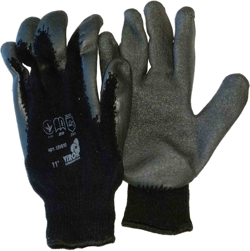 Рукавиці TRIDENT-VIROK трикотажні бавовняні(поліестер) 10 клас покритті рифленним латексом
