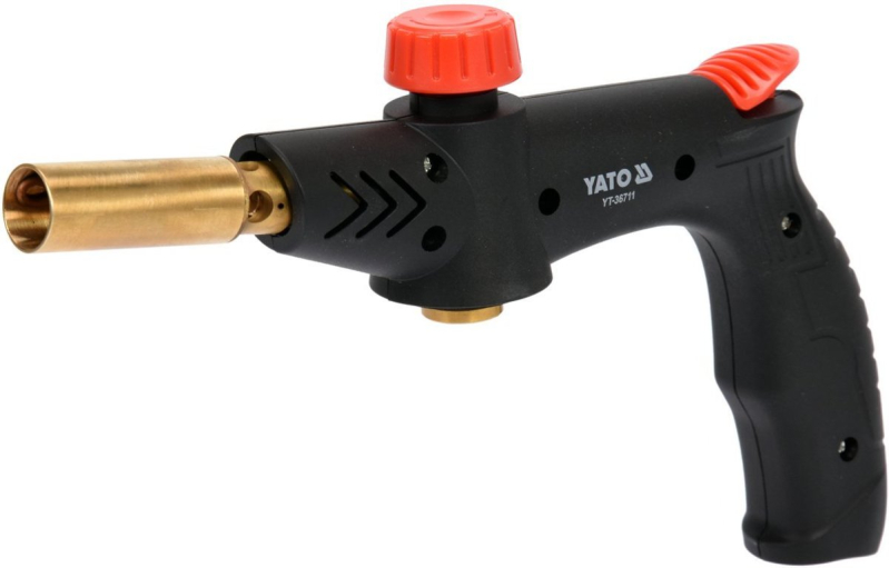 Пальник газовий YATO : різьбове з'єднання EN417. до 1.7 кВт. п'єзозапал. 360°