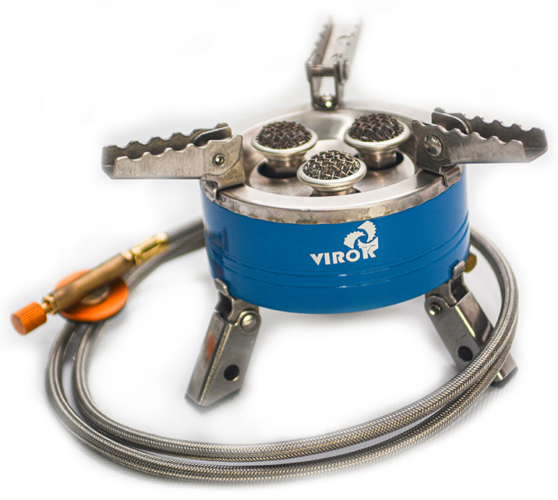 Плита газова туристична VIROK 3 кофорки+шланг з різьбовим (7/16) з'єднанням