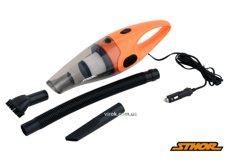 Порохотяг автомобільний STHOR : 12 В, 100 Вт, фільтр HEPA, кабель- 3 м + насадки, сумка [20/160]