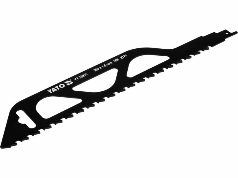 Полотно до шаблевої пили по пористому бетоні і кераміці YATO: l= 300 мм, h= 1,5 мм, 2 зуби/1"