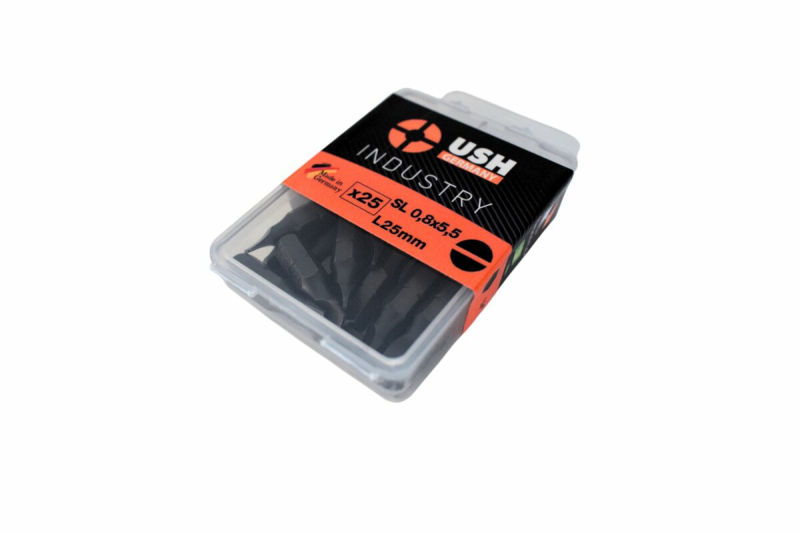 Насадка викруткова USH Industry : шліц плоский SL5,5х0,8 x 25 мм. Уп. 25 шт.