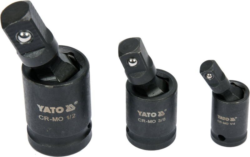 Подовжувачі карданні ударні YATO : квадрати- 1/2", 3/8", 1/4", 3 шт [10/60]