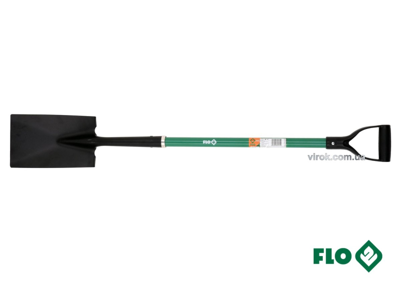 Лопата штикова FLO пряма : 17.5 x 27 x 120 см, сталева основа, скловолоконна ручка