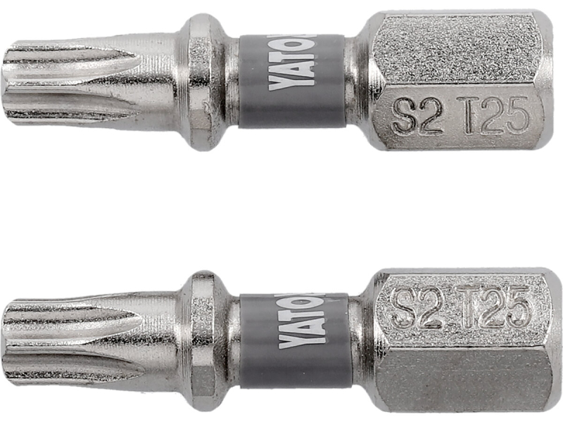 Насадка викруткова YATO TORX T25 х 25 мм. HEX 1/4", покрита нікелем, 2 шт.[10]