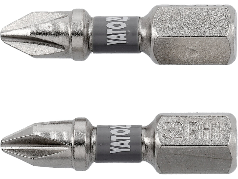 Насадка викруткова YATO PH1 х 25мм. HEX 1/4", покрита нікелем, 2шт.[10]
