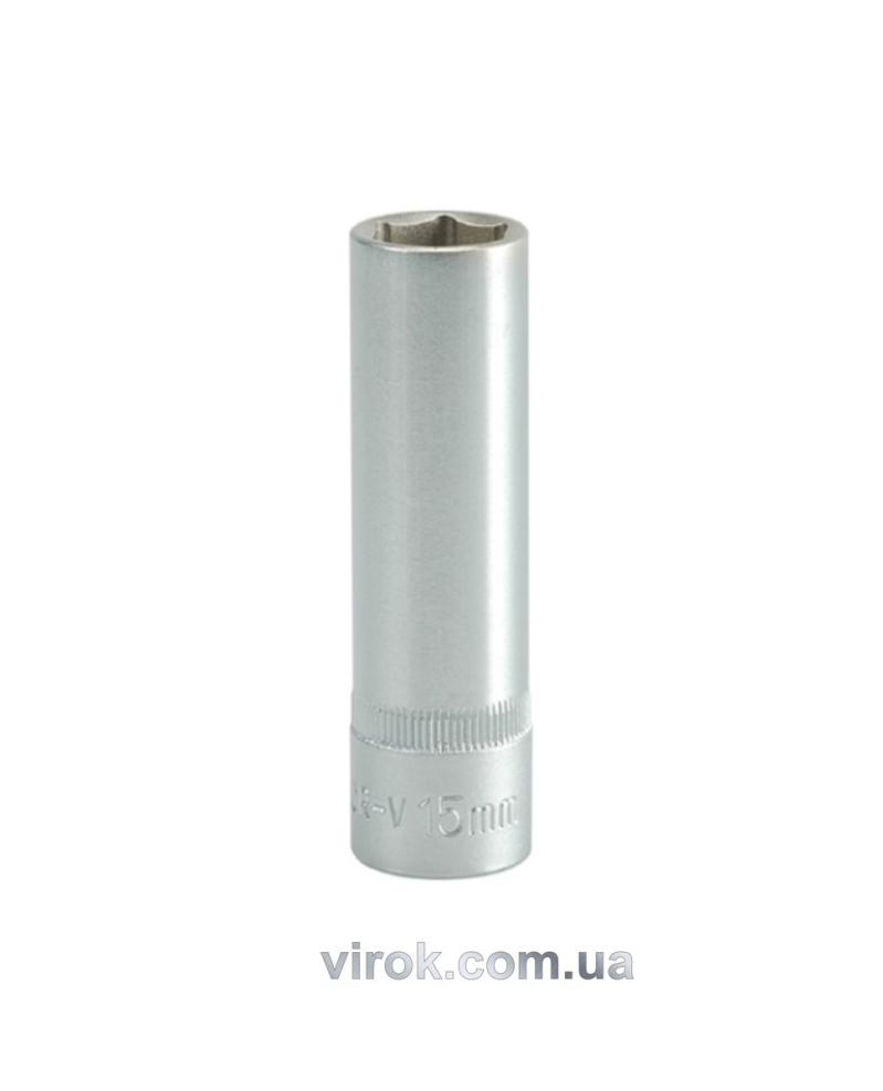 Головка торцева 6-гранна YATO : подовжена, квадрат 1/2", М= 15 мм, L= 76 мм
