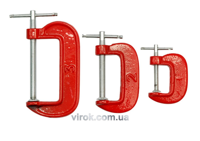 Струбцина VOREL. Набір, тип-G 3шт. (25, 50,75мм) [12/48]