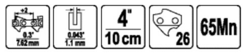 Шина для пили YATO l= 4"/ 10 см (26 ланок) .Т-0,043" (1,1 мм)для ланцюгів YT-828135, YT-828136