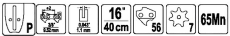 Шина для пили YATO l= 16"/ 40 см (56 ланок)3/8" (9,52 мм)Т-0,043" (1,1 мм)для ланцюгівYT-849477