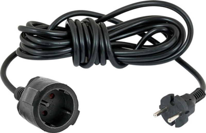 Подовжувач мережевий VIROK: l= 10 м, з 1 гніздом без заземлення, чорний(садовий)