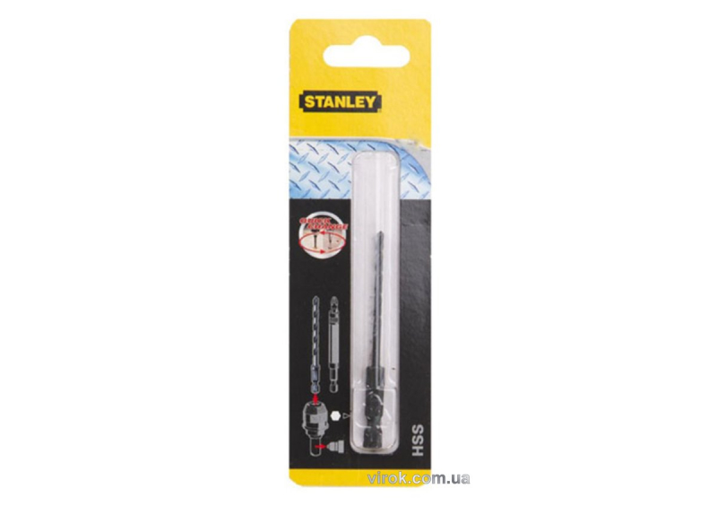 Свердло по металу STANLEY "Super-Lock : HSS, Ø= 5 x 62 мм. хвостик HEX 1/4"