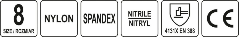 Рукавиці робочі нейлонові YATO покрите спіненим нітрилом з накрапленням, розмір 8, чорнр-сірі